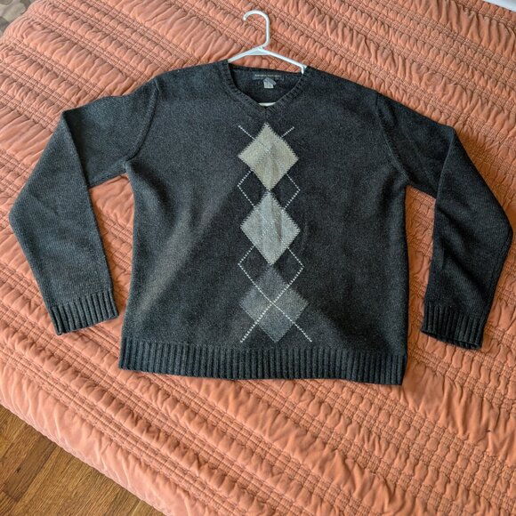 Men's Banana Republic Argyle V-neck Sweater in Gray | Size M - Picture 1 of 5